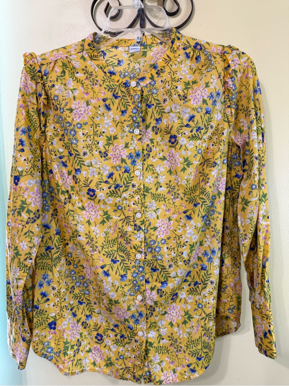 Old Navy Yellow Floral Button-Front Shirt